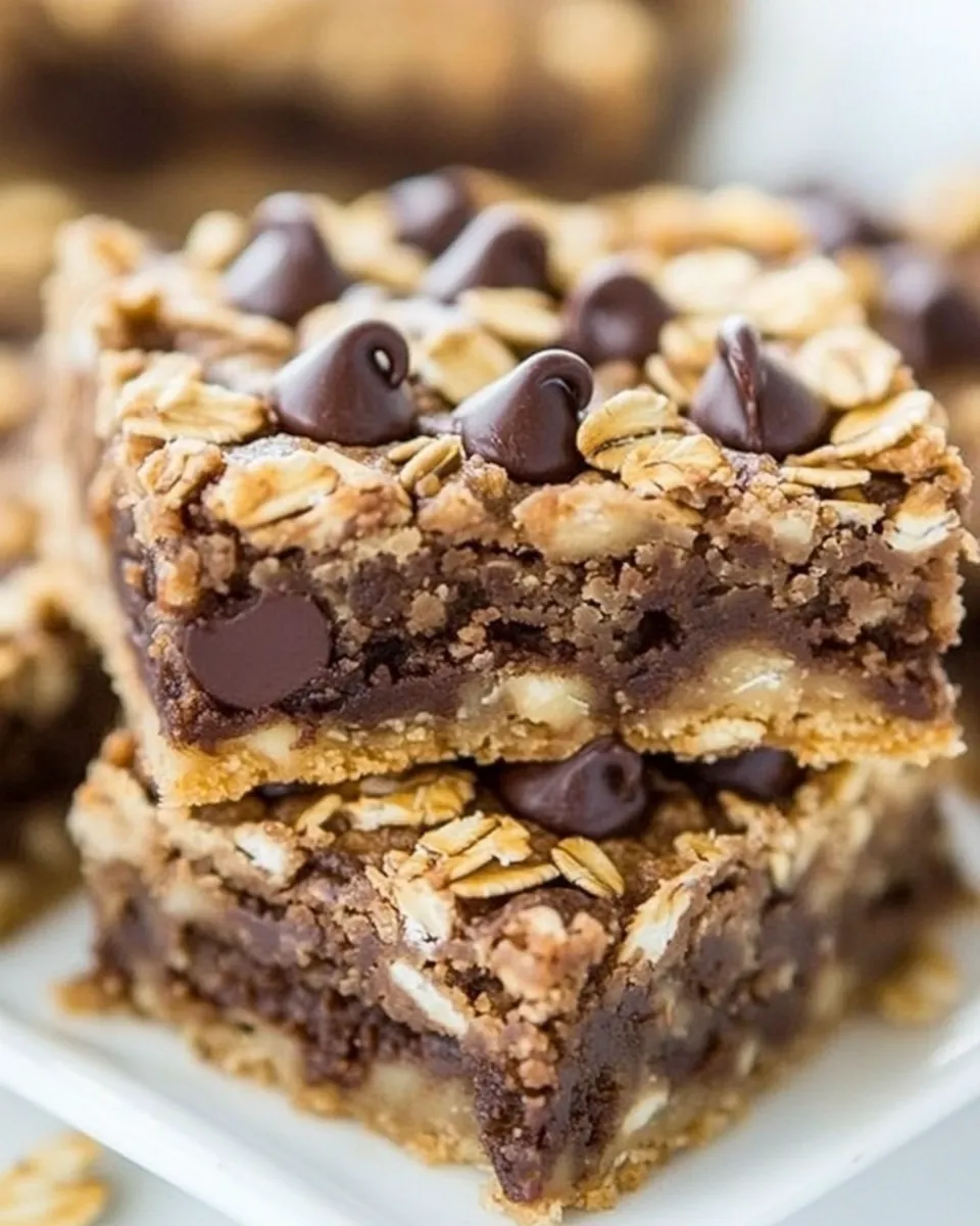 Fudgy Oatmeal Chocolate Chip Cookie Bars