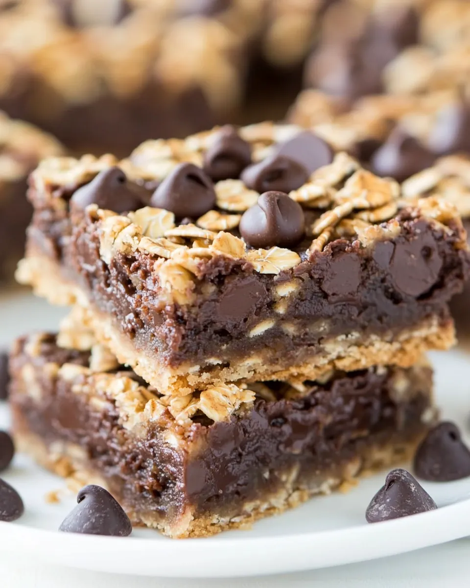 Fudgy Oatmeal Chocolate Chip Cookie Bars