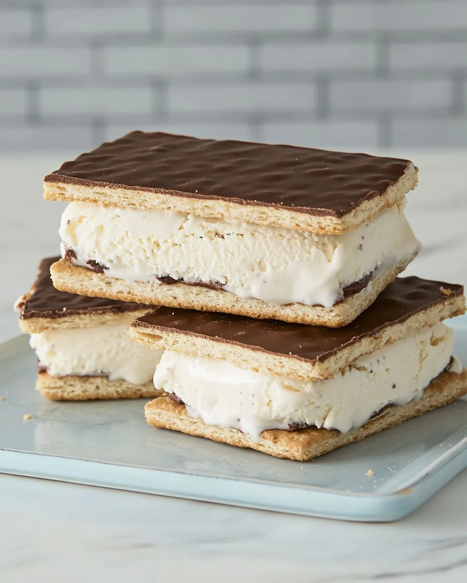 Graham Cracker Chocolate Dipped Ice Cream Sandwiches