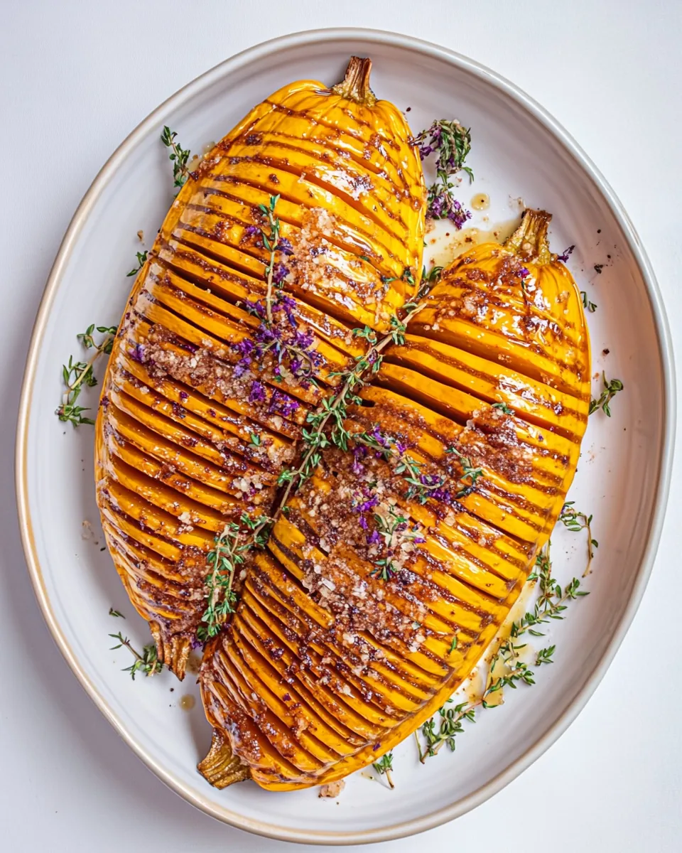 Honey Cinnamon Roasted Hasselback Butternut Squash