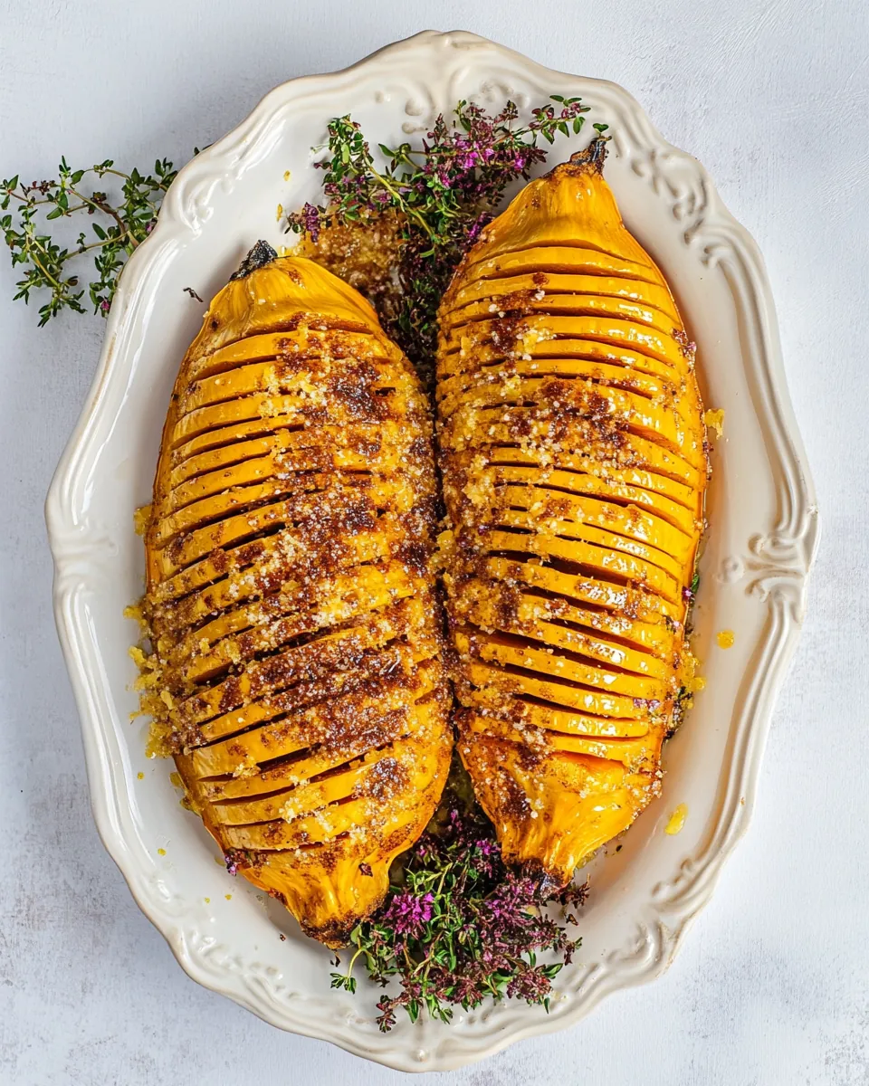Honey Cinnamon Roasted Hasselback Butternut Squash