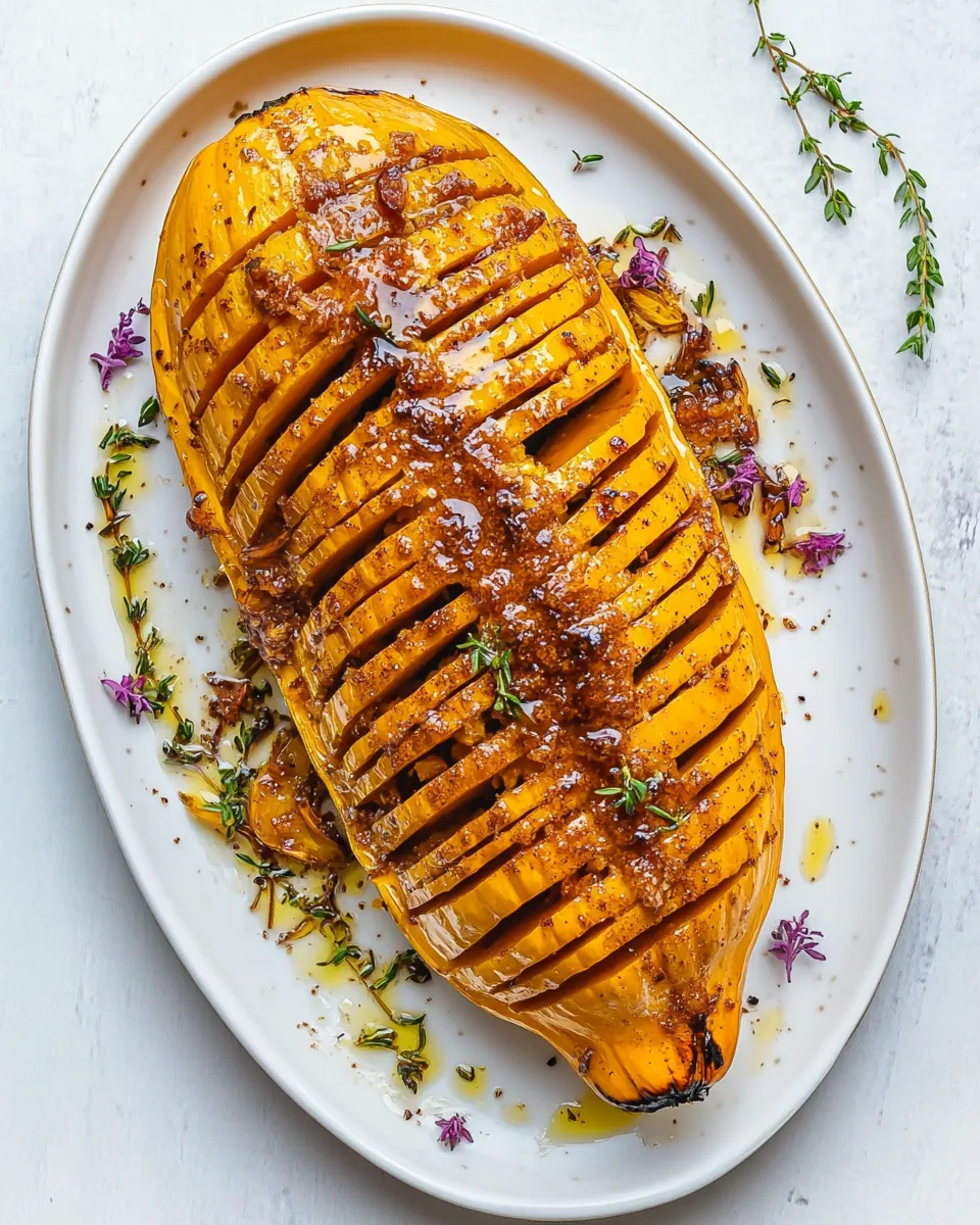 Honey Cinnamon Roasted Hasselback Butternut Squash
