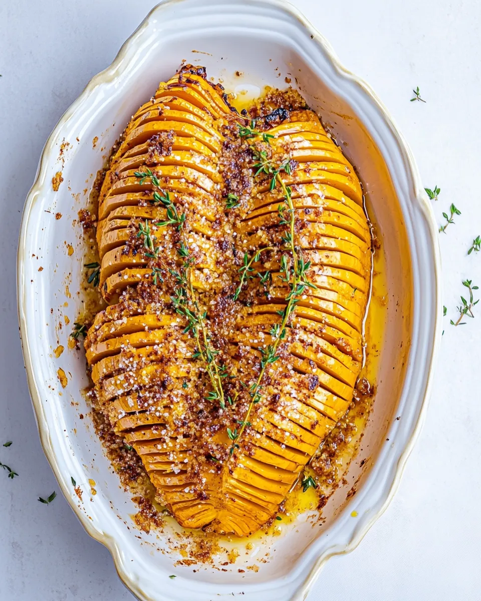 Honey Cinnamon Roasted Hasselback Butternut Squash