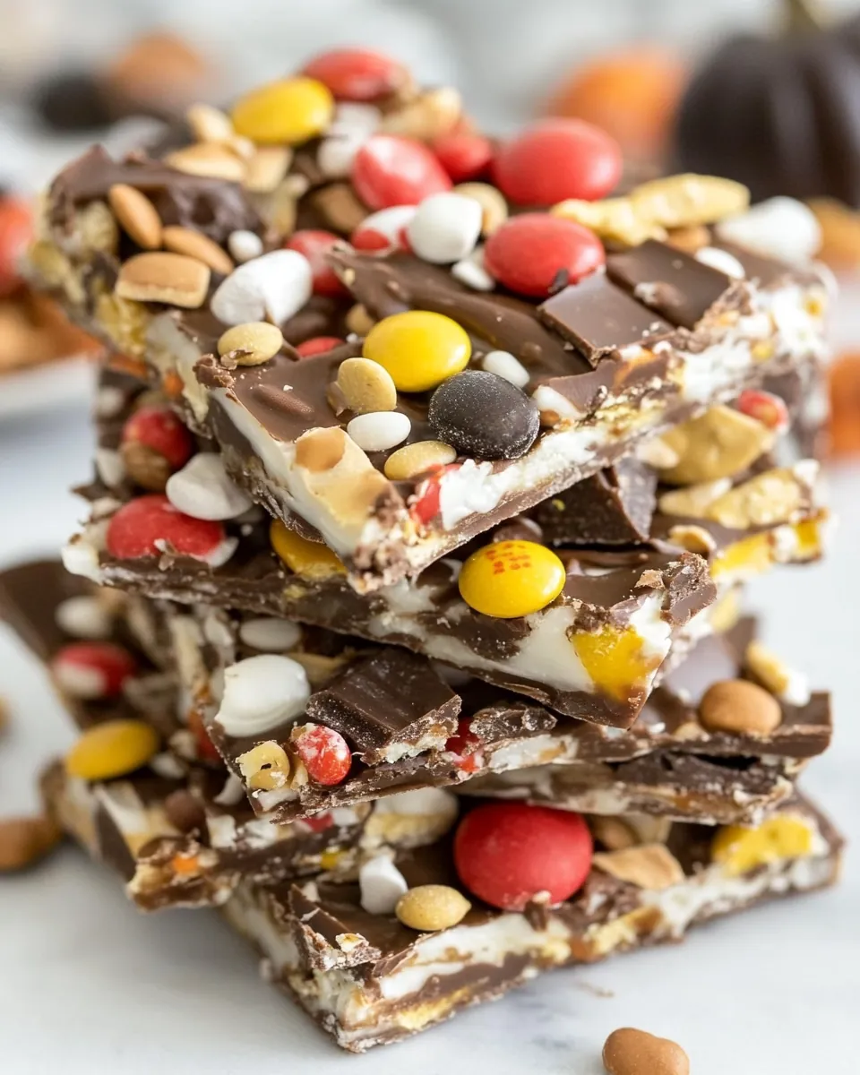 Leftover Halloween Candy Bark