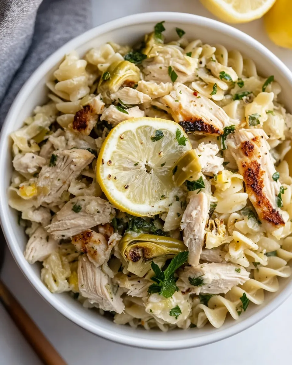 Lemon Chicken Artichoke Pasta Salad