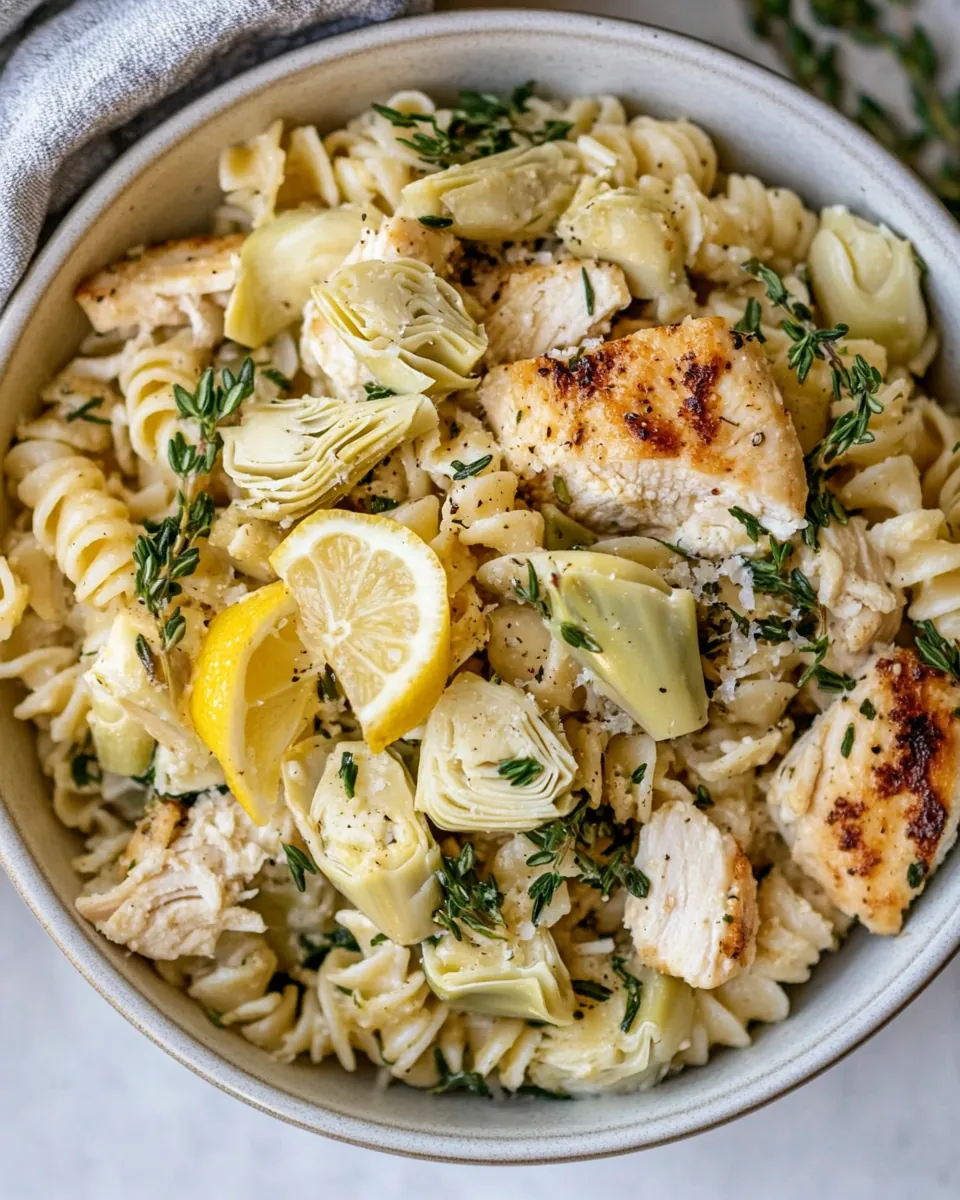 Lemon Chicken Artichoke Pasta Salad