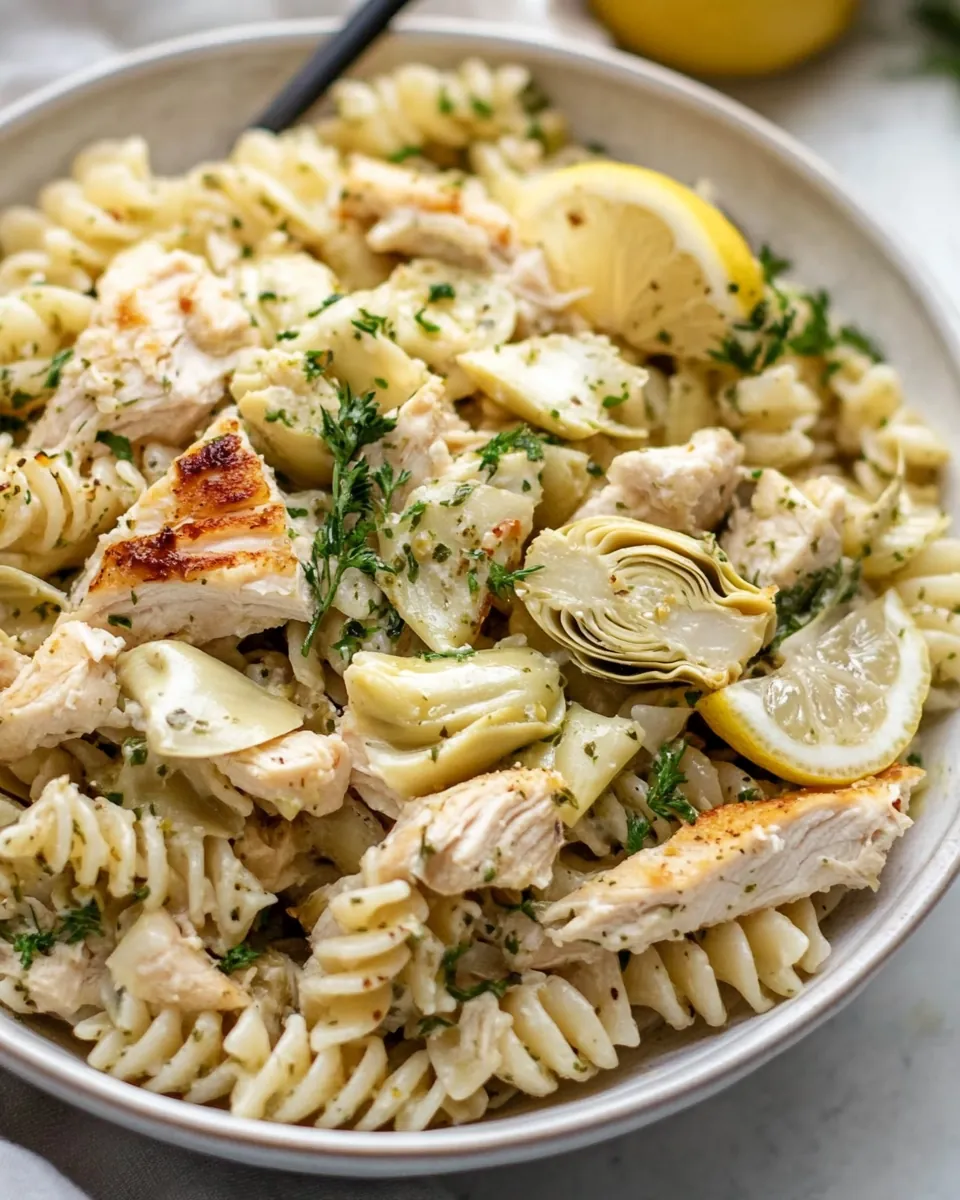 Lemon Chicken Artichoke Pasta Salad