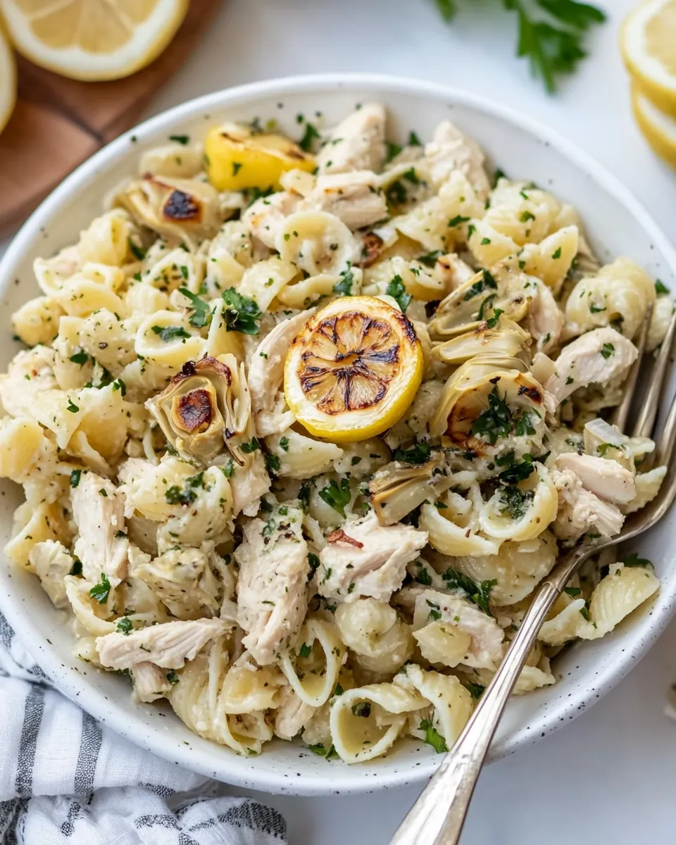 Lemon Chicken Artichoke Pasta Salad