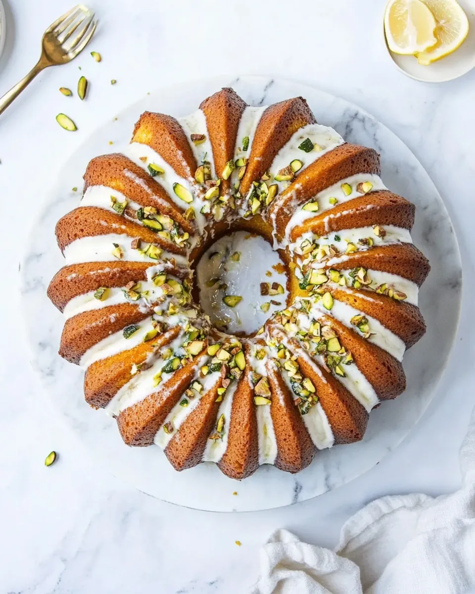 Lemon Pistachio Zucchini Cake