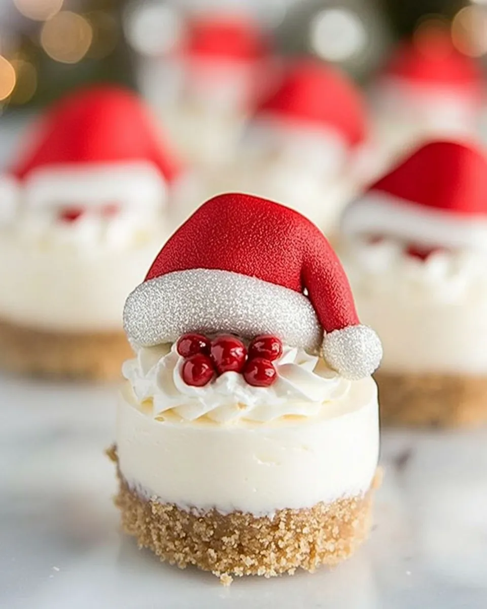Mini No Bake Santa Cheesecakes