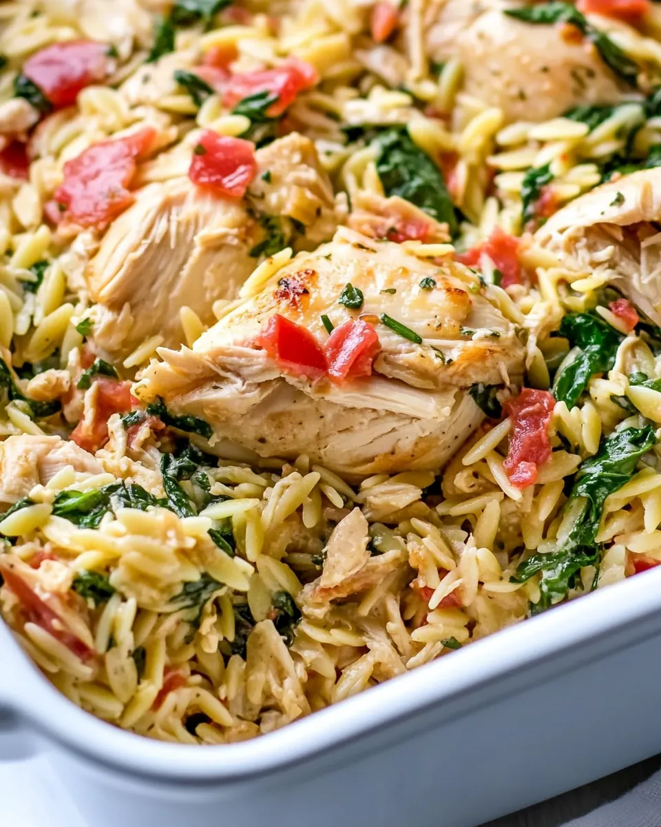 One Pan Chicken and Spinach Orzo