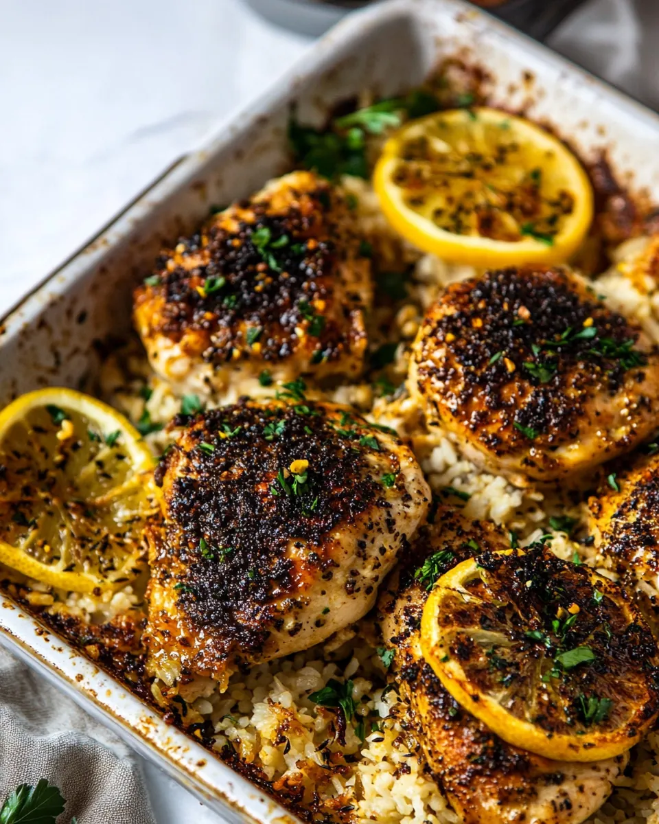 One Pan Lemon Pepper Yogurt Chicken and Rice