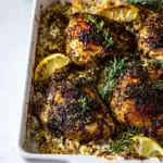 One Pan Lemon Pepper Yogurt Chicken and Rice