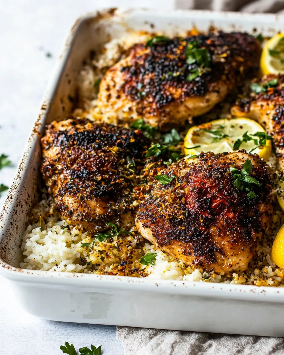 One Pan Lemon Pepper Yogurt Chicken and Rice