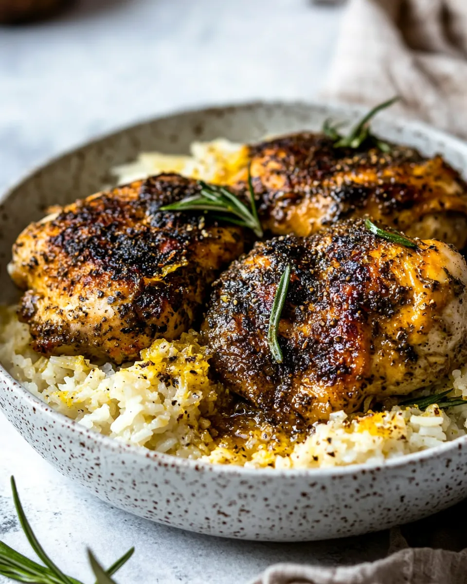 One Pan Lemon Pepper Yogurt Chicken and Rice