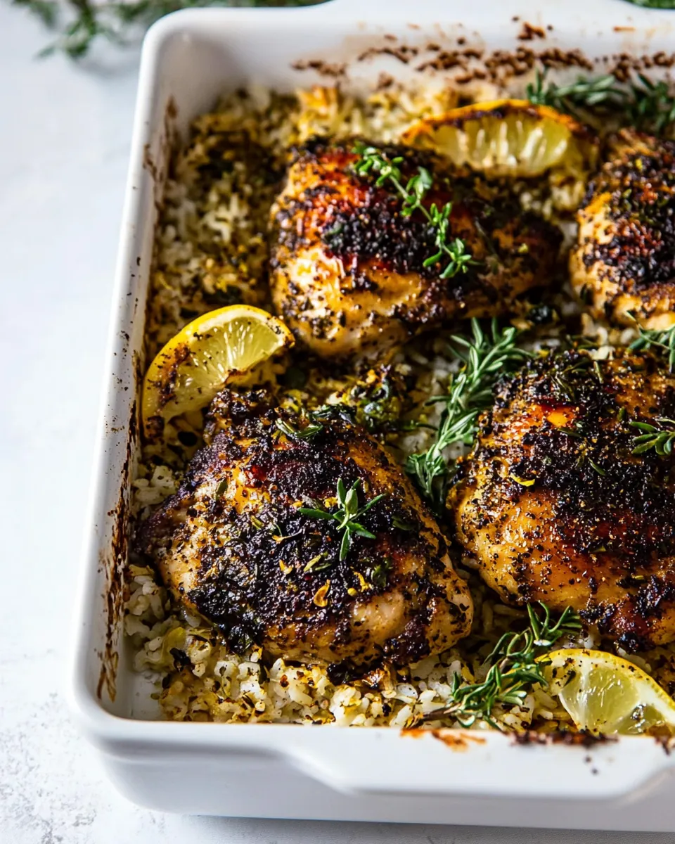 One Pan Lemon Pepper Yogurt Chicken and Rice