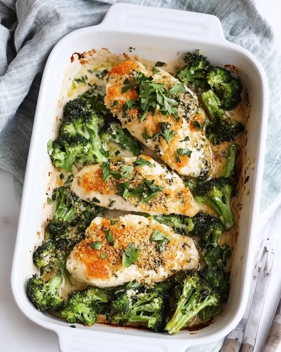 One Pan Parmesan Crusted Chicken with Broccoli