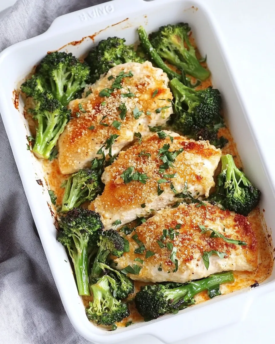 One Pan Parmesan Crusted Chicken with Broccoli