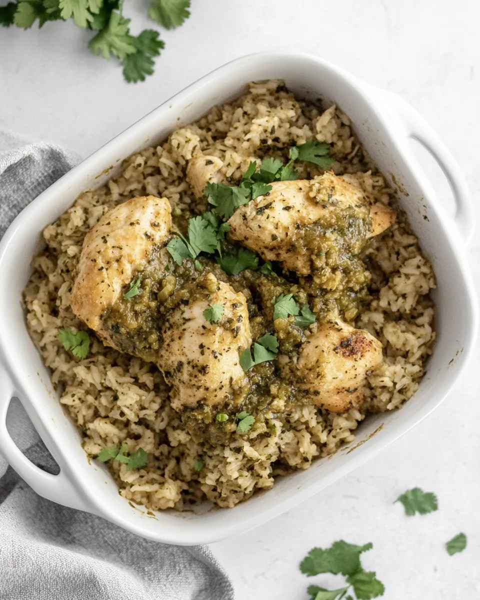 One Pan Salsa Verde Chicken and Rice
