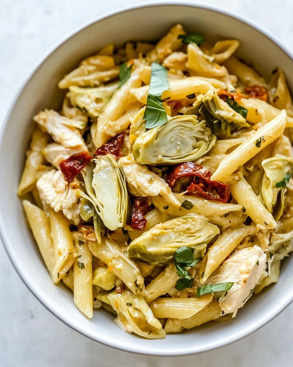 One Pot Chicken Artichoke Penne