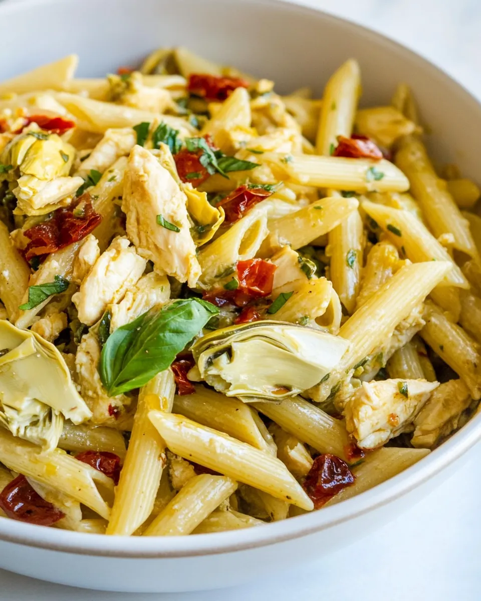 One Pot Chicken Artichoke Penne