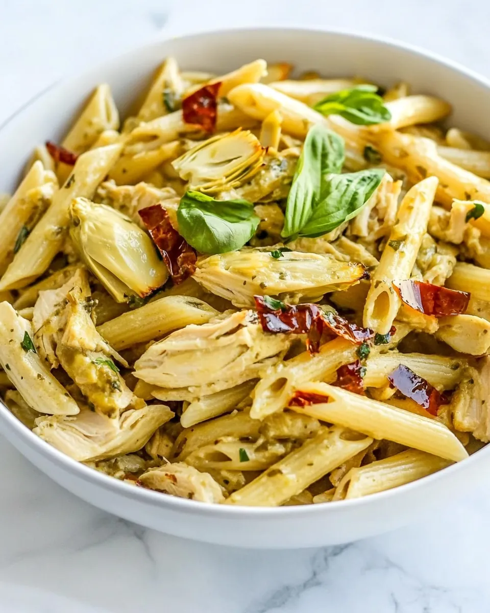 One Pot Chicken Artichoke Penne