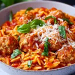 One Pot Chicken Meatball Orzo