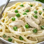 One Pot Chicken and Peas Fettuccine Alfredo