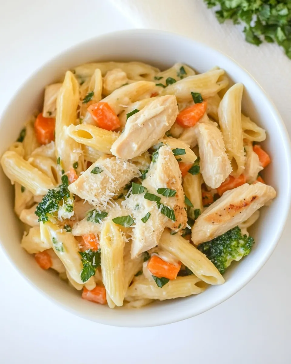 One Pot Creamy Chicken and Vegetable Pasta