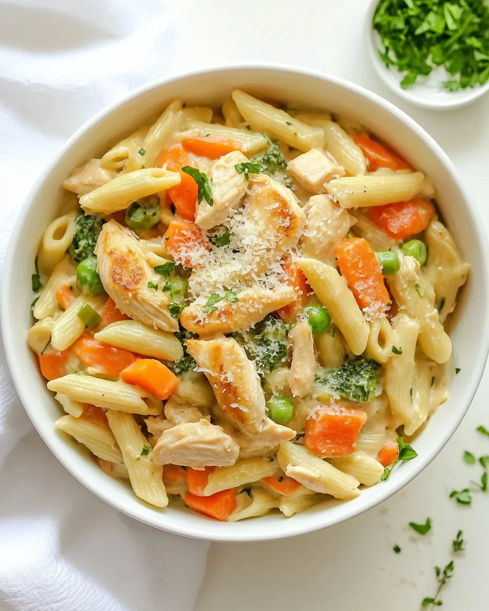 One Pot Creamy Chicken and Vegetable Pasta