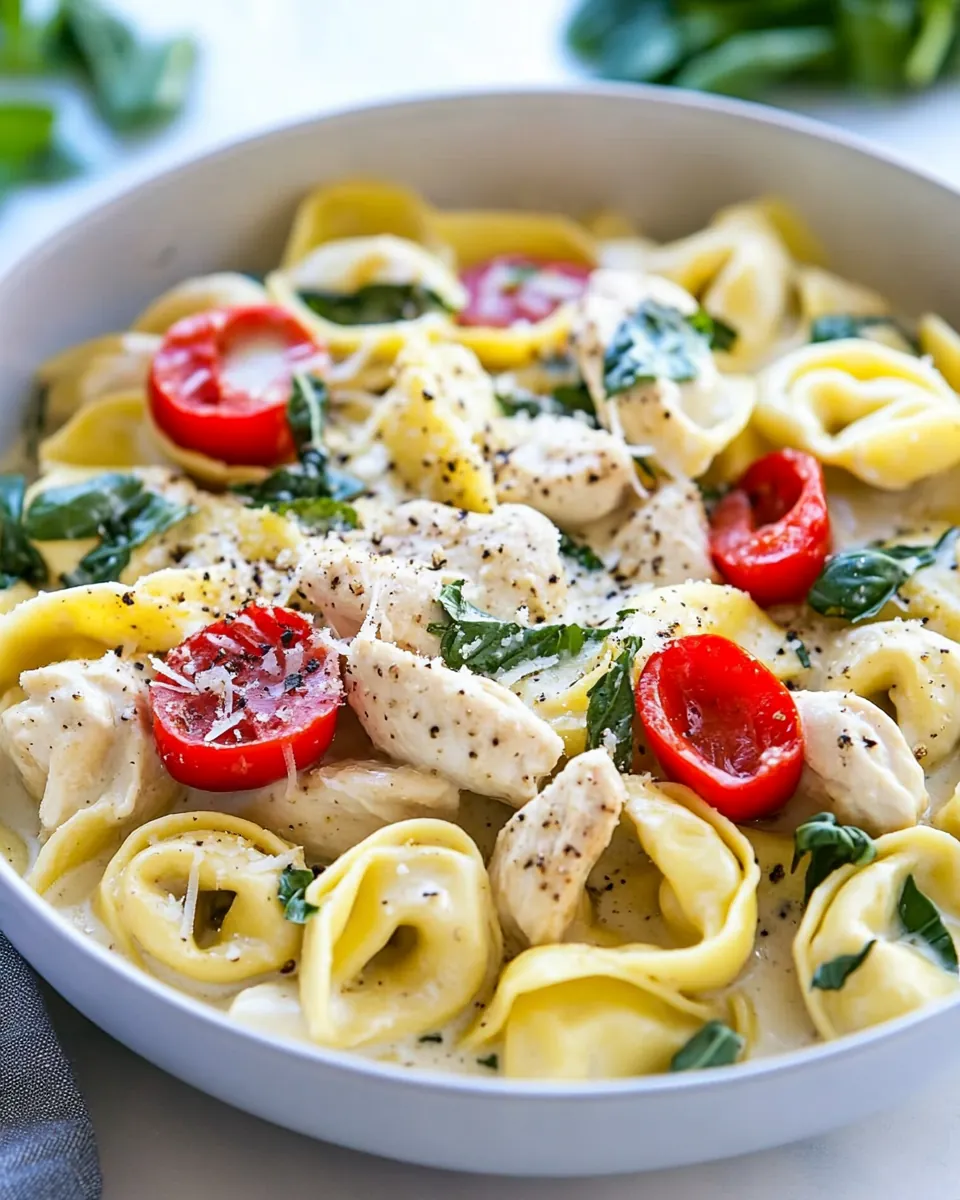 One Pot Creamy Parmesan Chicken Tortellini
