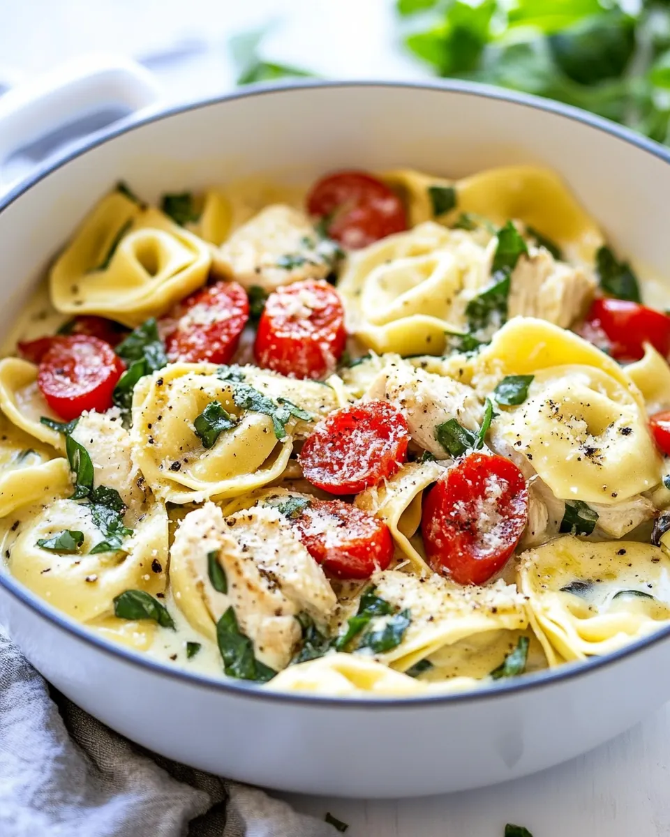 One Pot Creamy Parmesan Chicken Tortellini