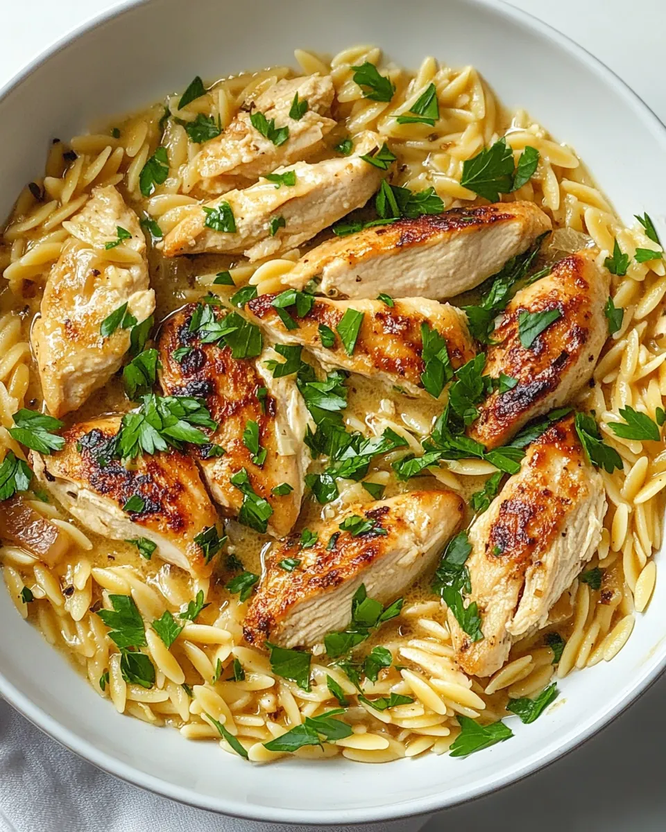 One Pot Garlic Butter Chicken Orzo