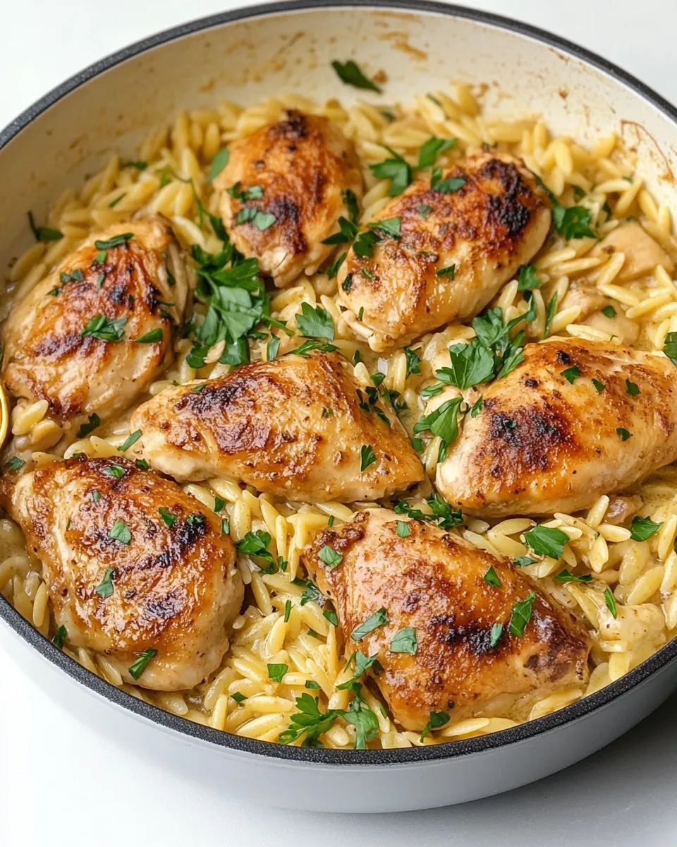 One Pot Garlic Butter Chicken Orzo