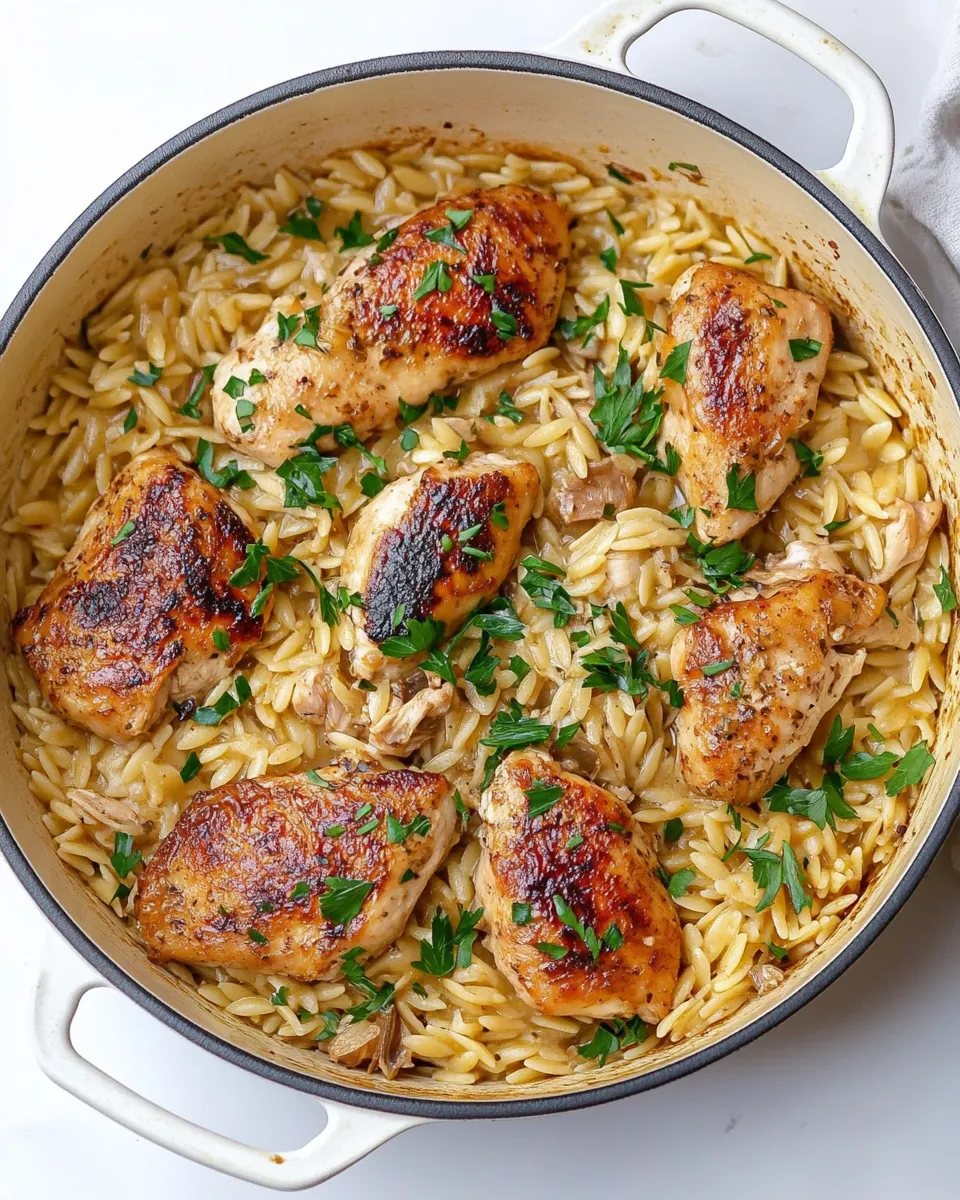 One Pot Garlic Butter Chicken Orzo