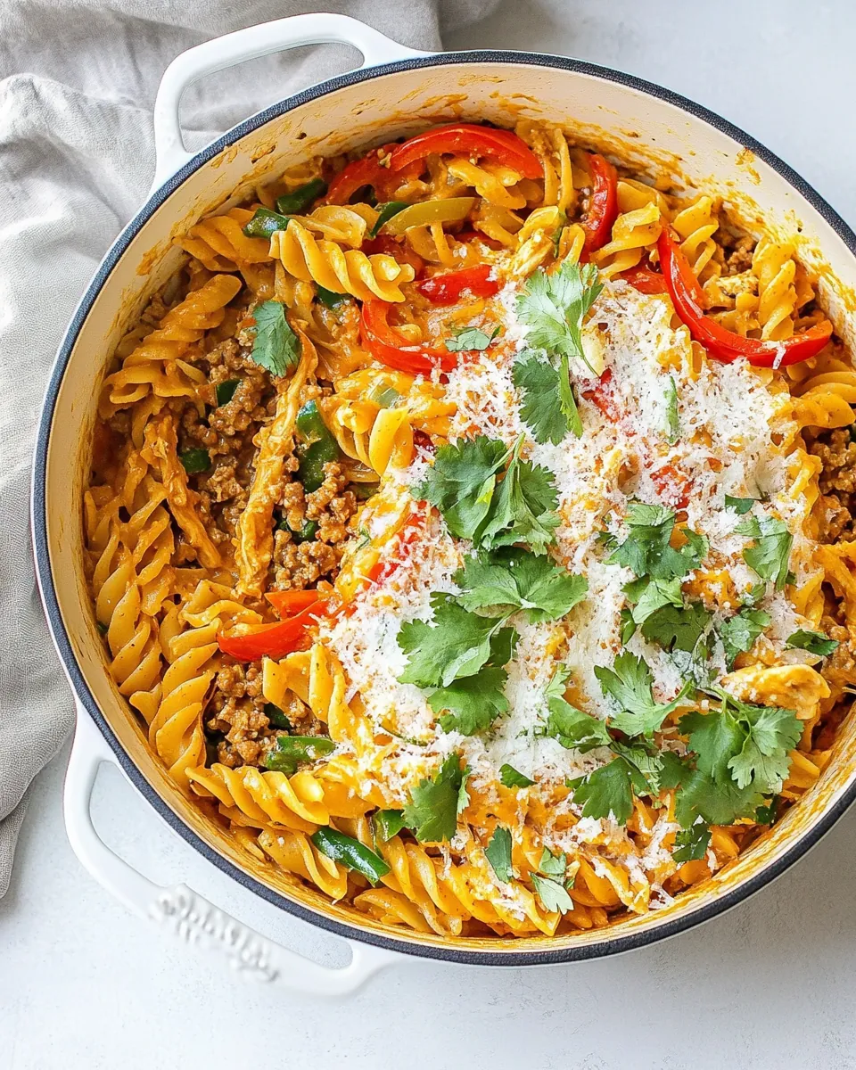 One Pot Ground Chicken Fajita Pasta