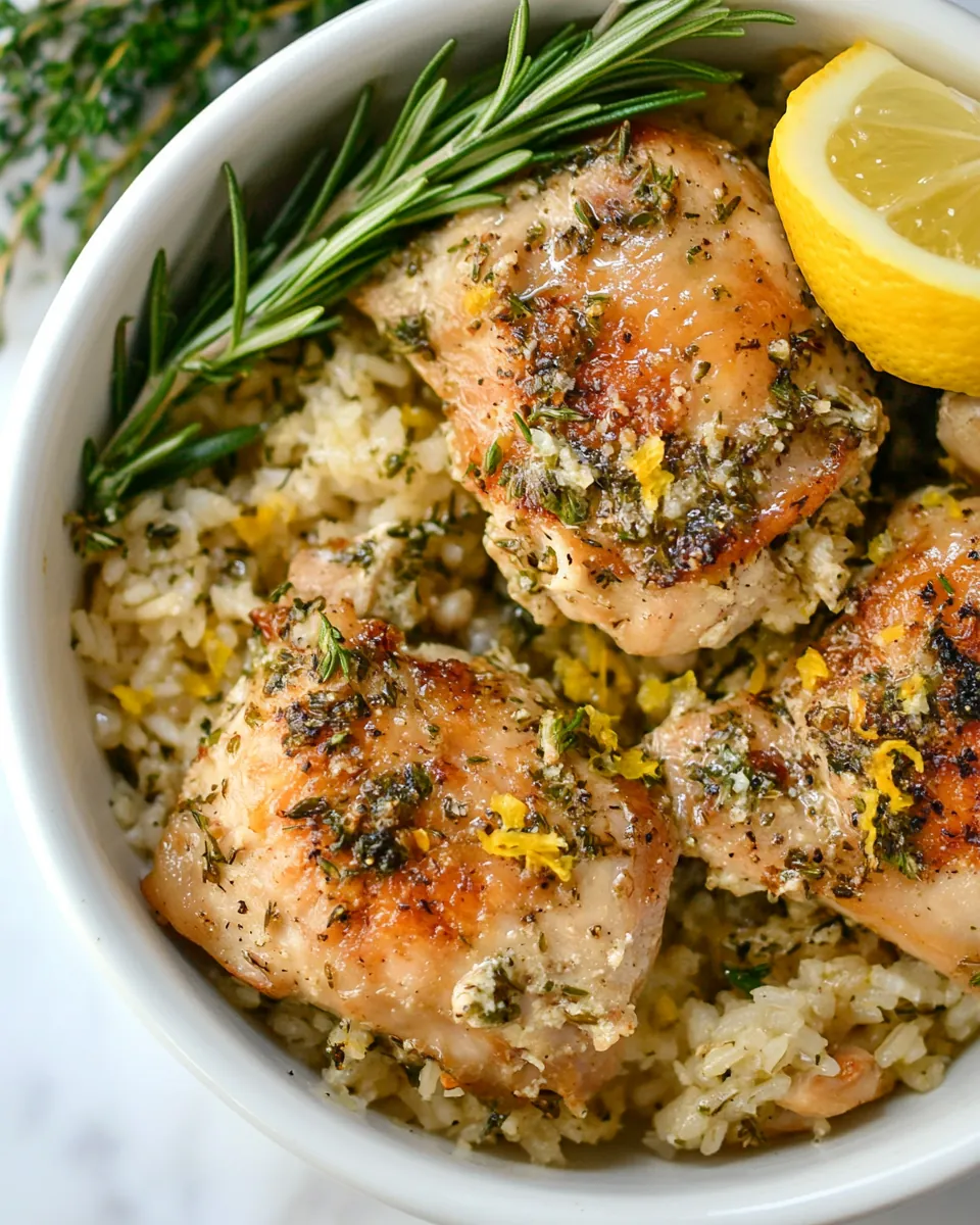 One Pot Lemon Garlic Rosemary Chicken and Rice
