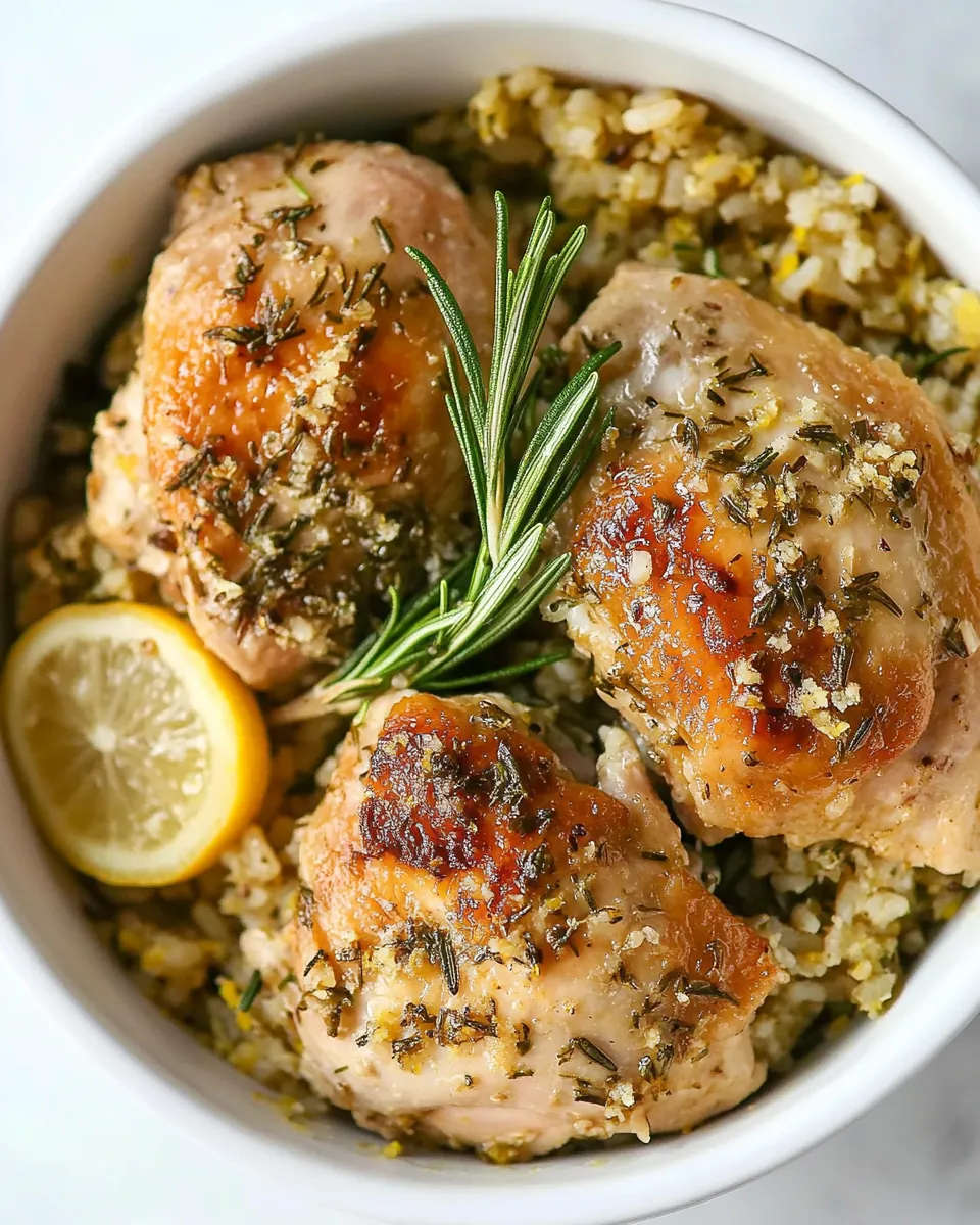 One Pot Lemon Garlic Rosemary Chicken and Rice