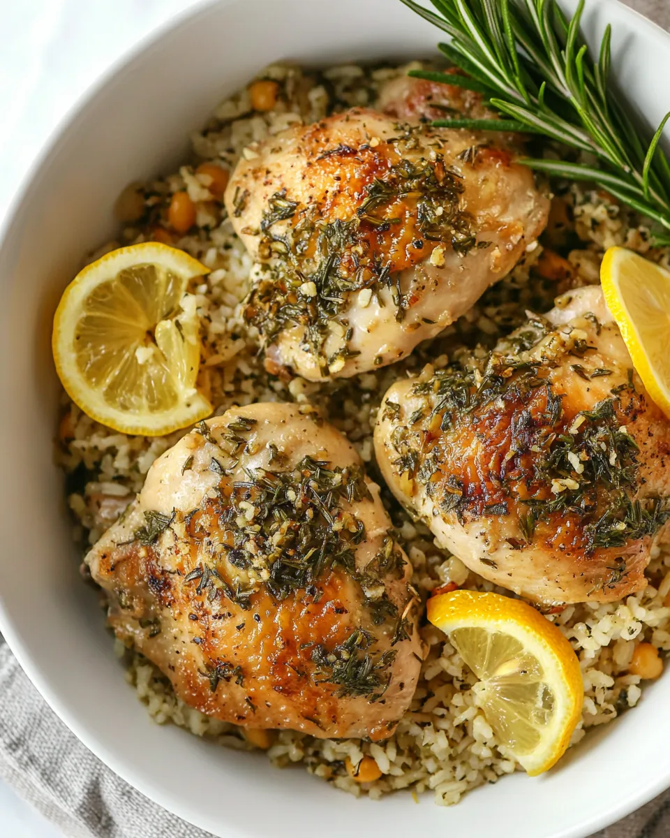 One Pot Lemon Garlic Rosemary Chicken and Rice