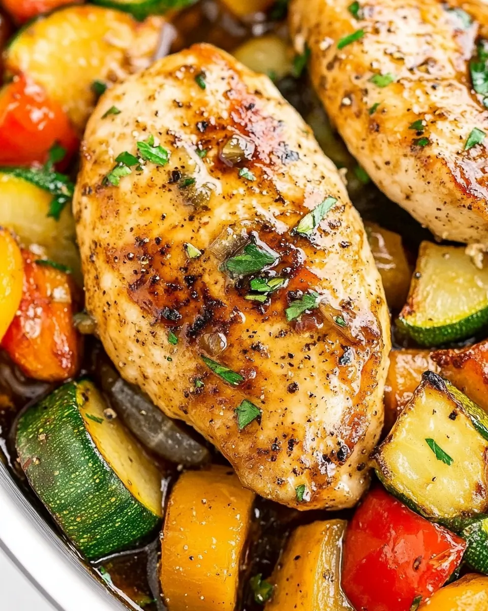 One Skillet Balsamic Chicken and Vegetables