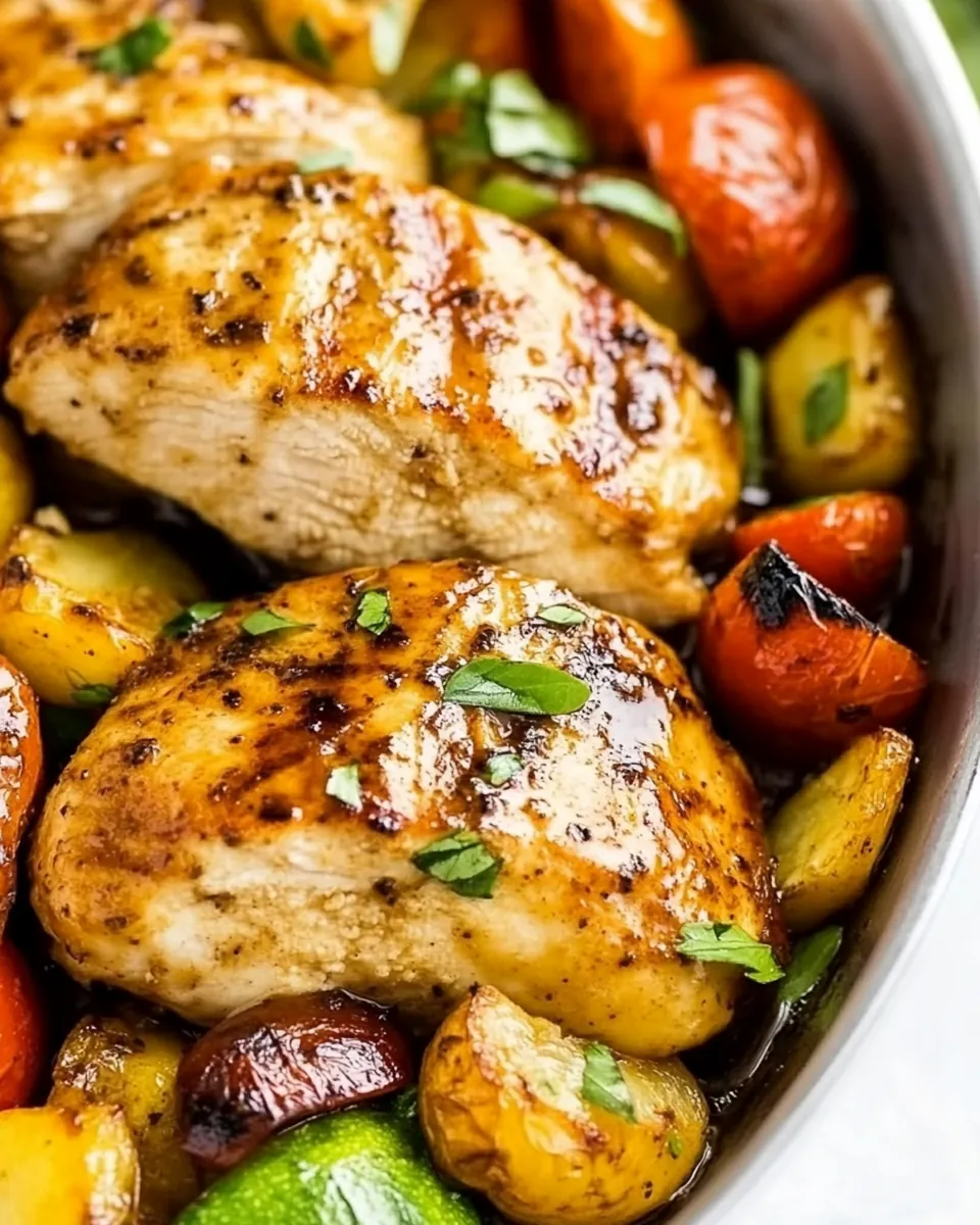 One Skillet Balsamic Chicken and Vegetables