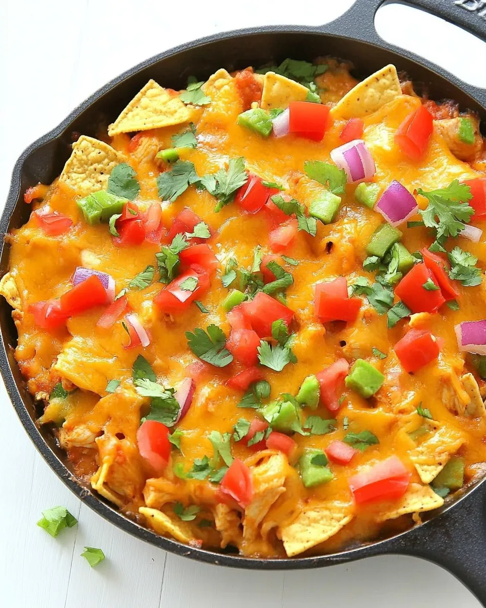 One Skillet Cheesy Chicken Nacho Supreme