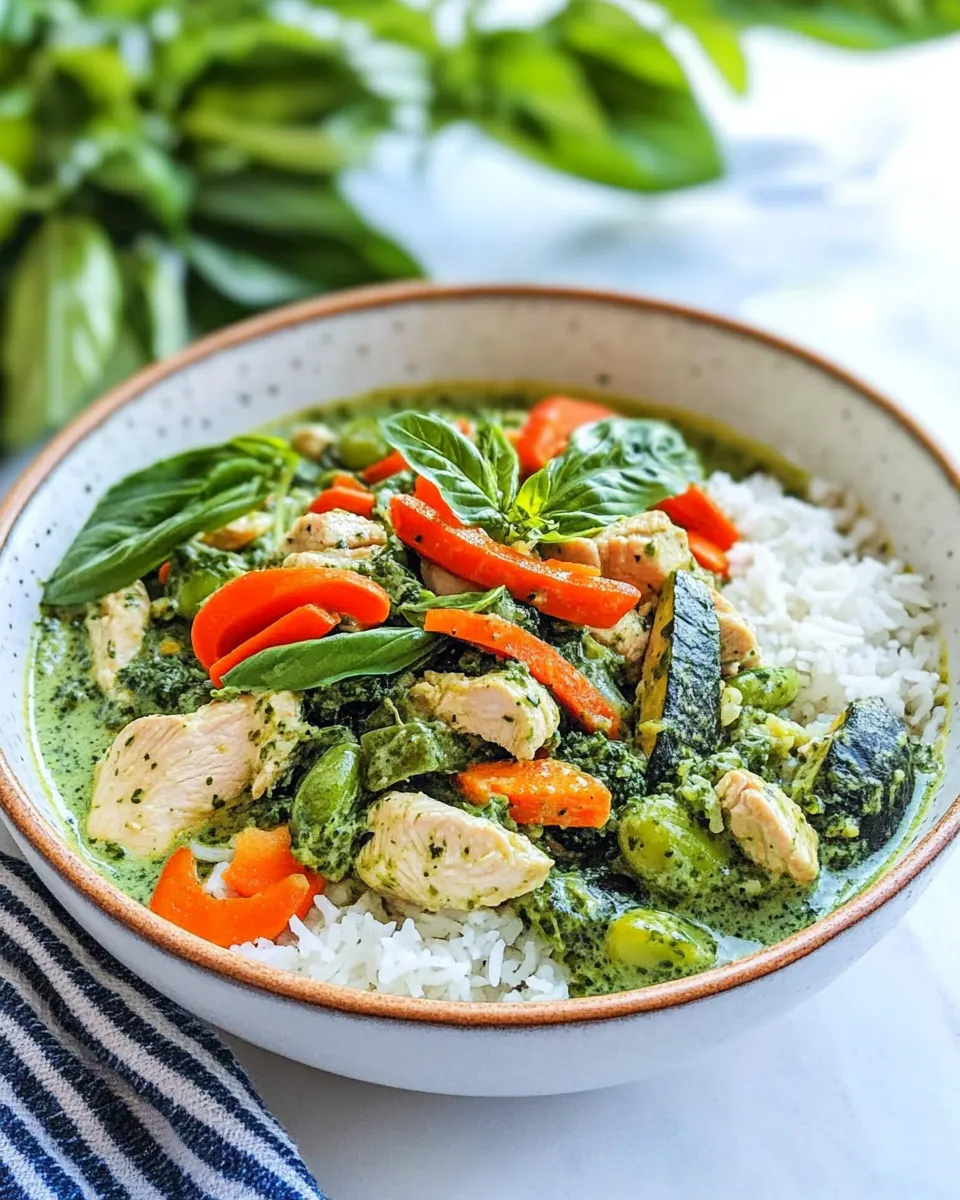 One Skillet Chicken Green Curry with Rice