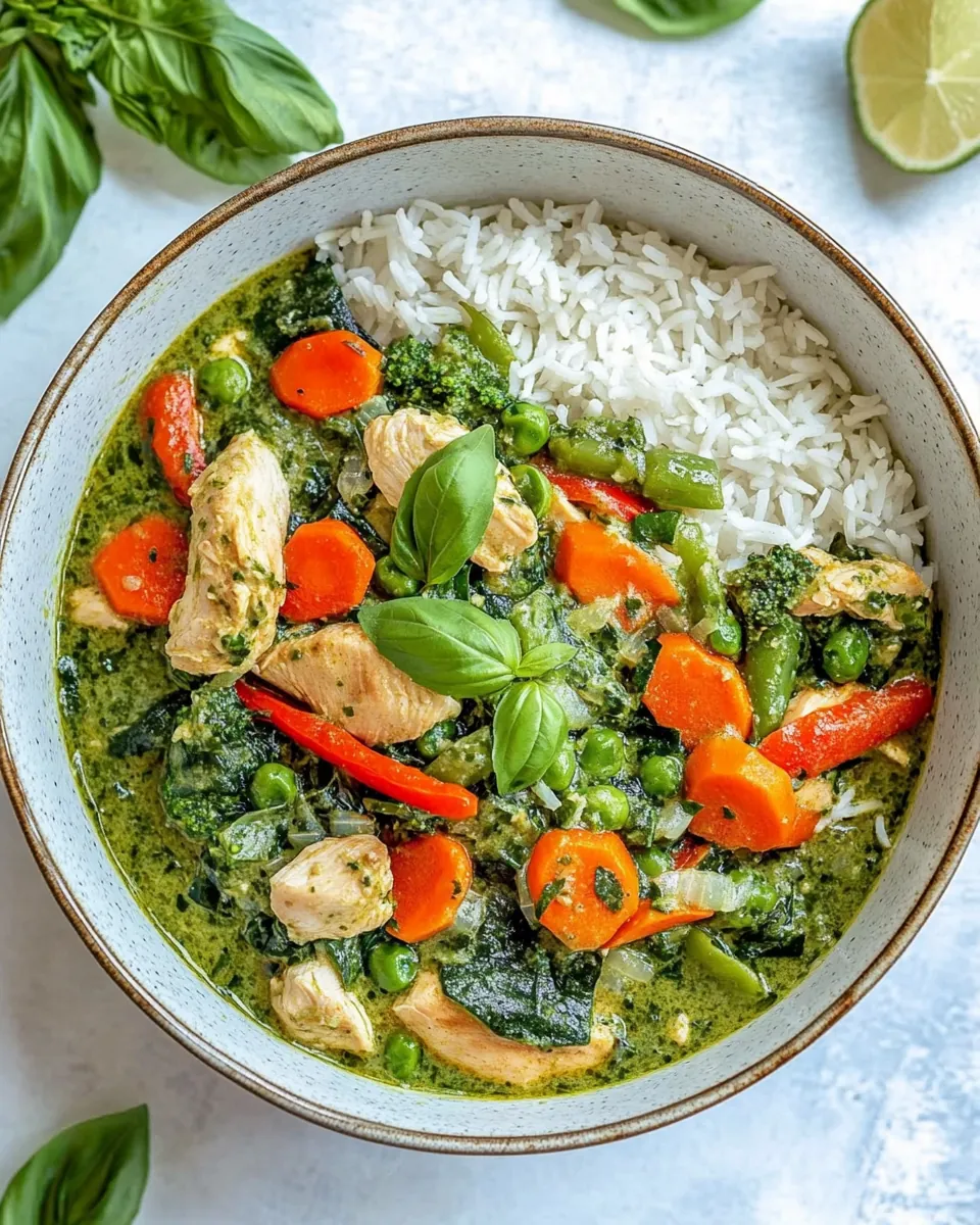 One Skillet Chicken Green Curry with Rice