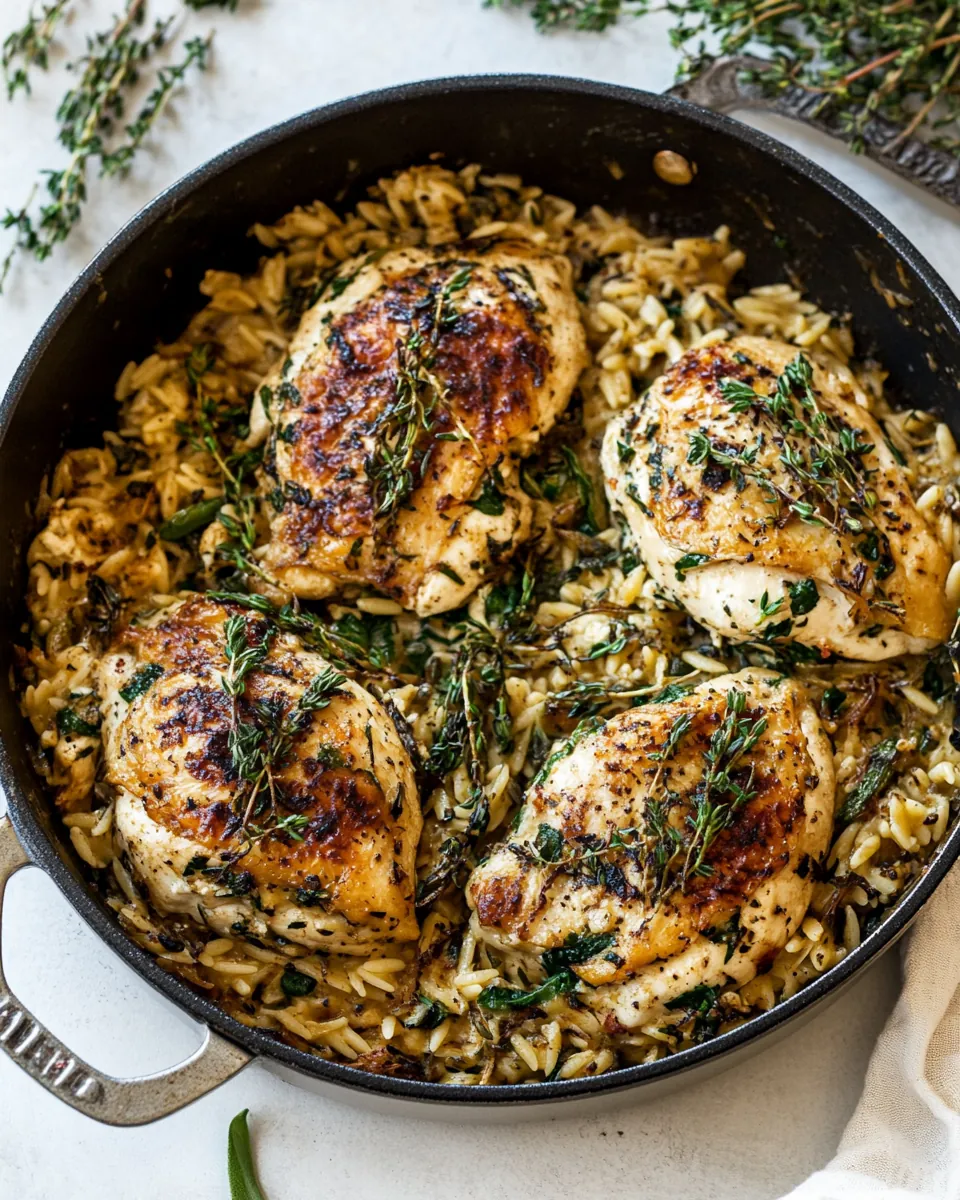 Goat Cheese Stuffed Chicken and Orzo