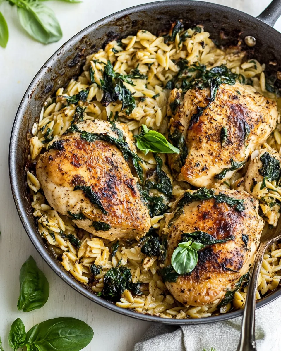 Goat Cheese Stuffed Chicken and Orzo