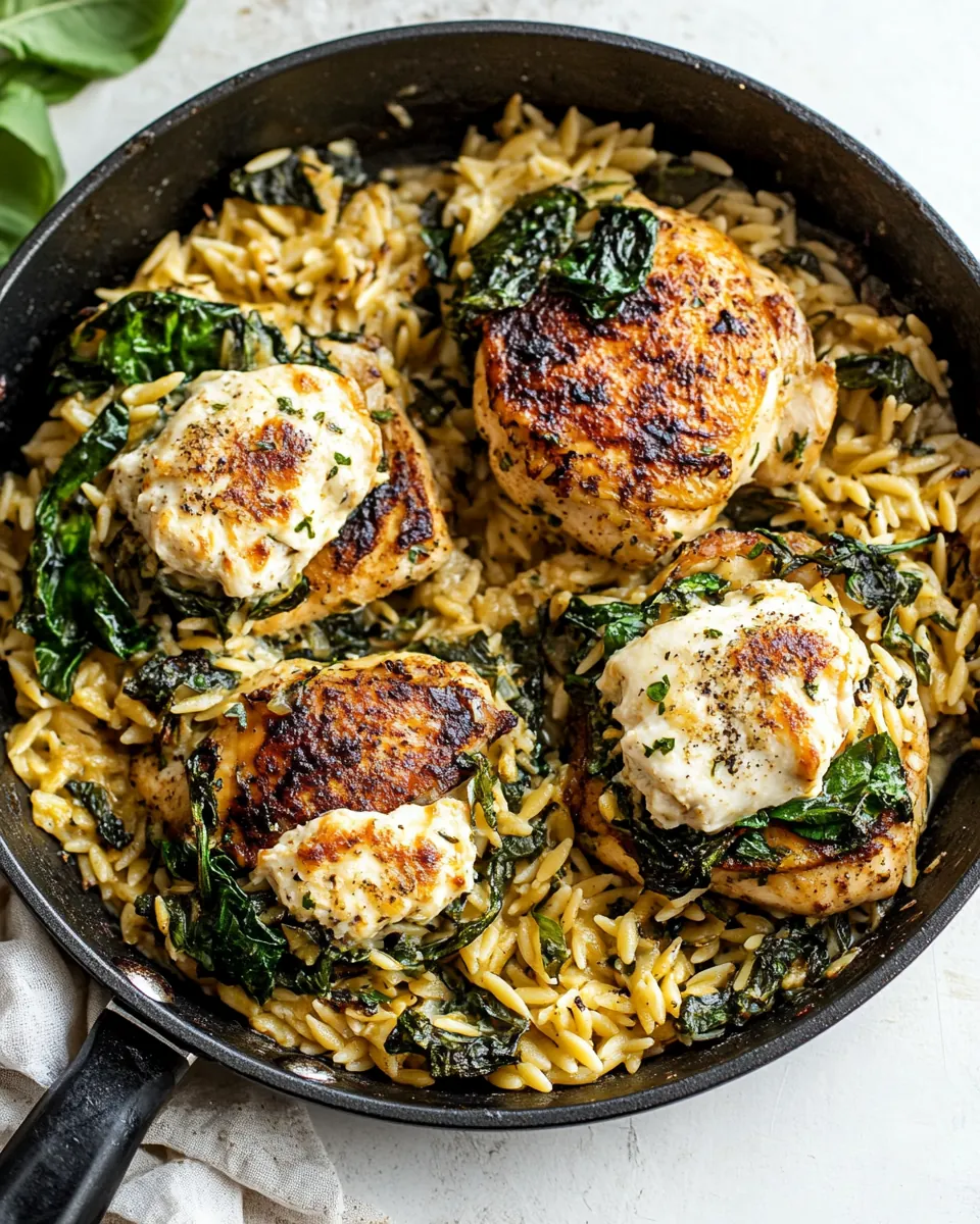 Goat Cheese Stuffed Chicken and Orzo