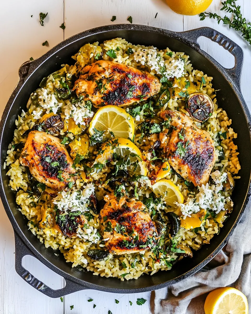 One Skillet Greek Lemon Chicken and Rice