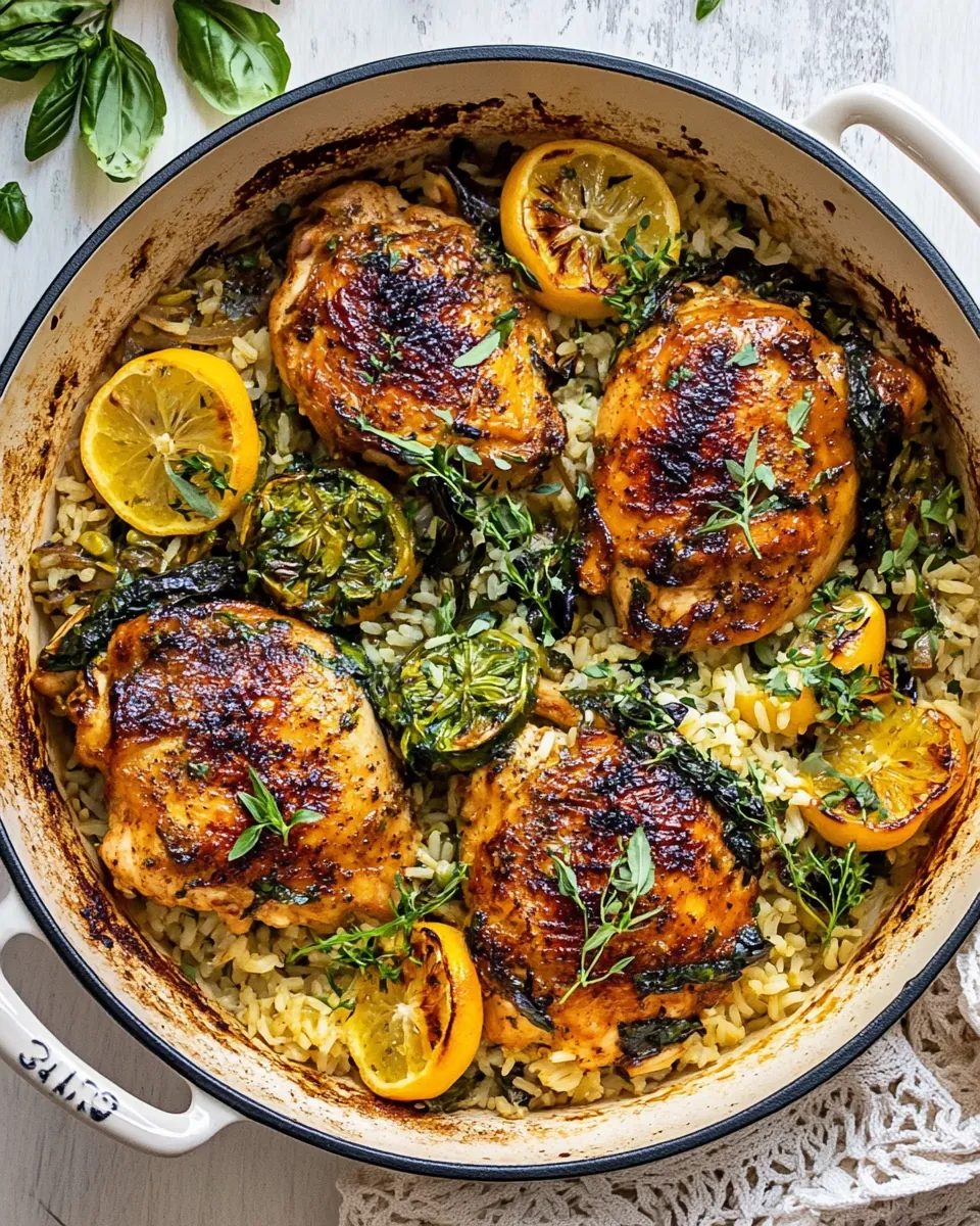 One Skillet Greek Lemon Chicken and Rice