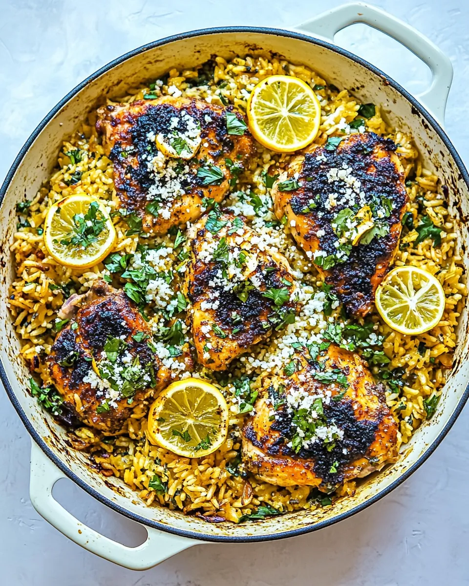 One Skillet Greek Lemon Chicken and Rice